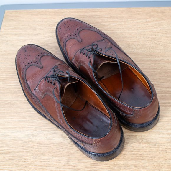 Allan Temple Brown Pebbled Wing Tip Shoes Leather Sole Size 10.5 E main image 4